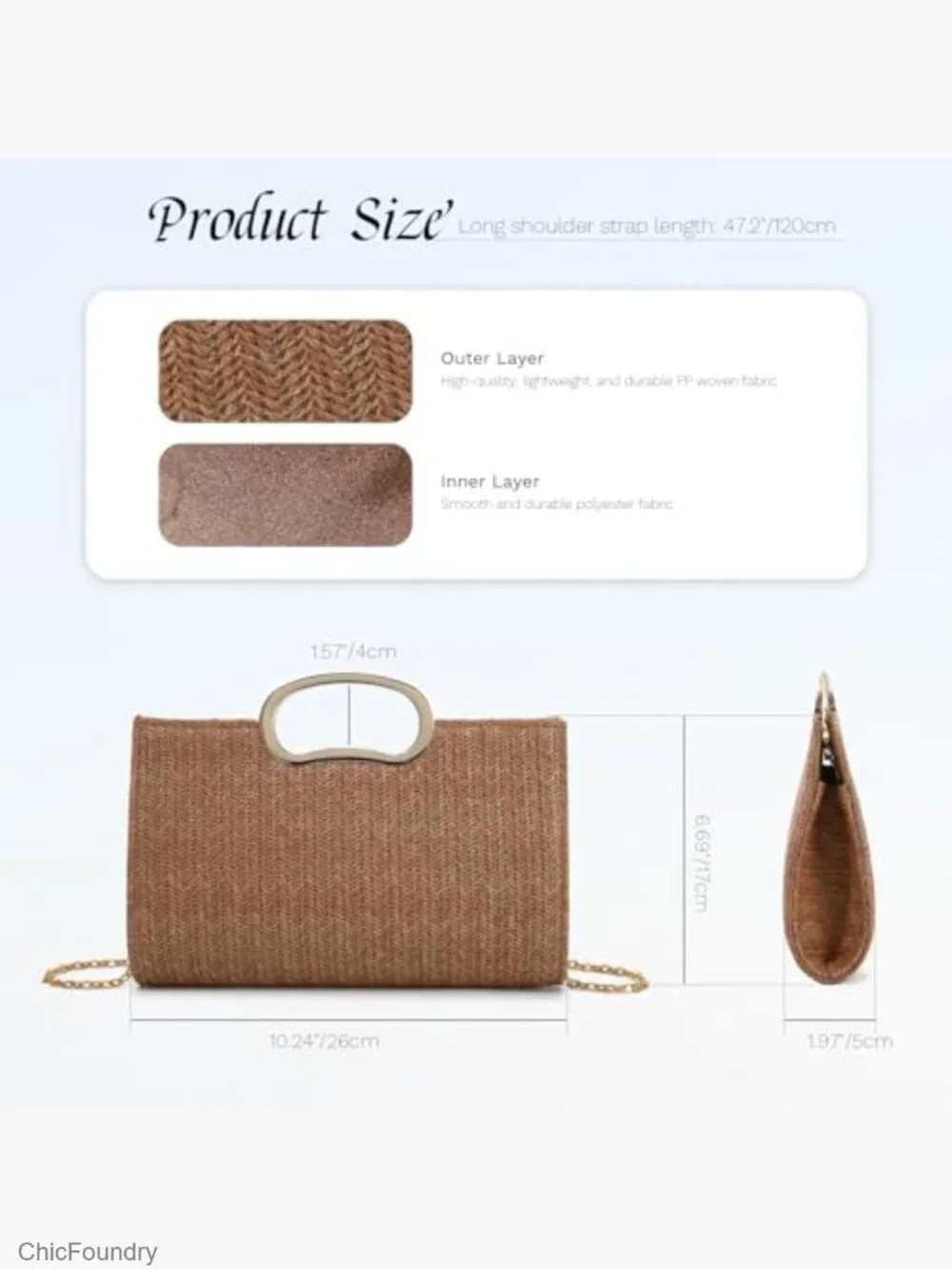 Woven Straw Clutch Purse with Top Handle & Shoulder Strap Summer Beach Evening